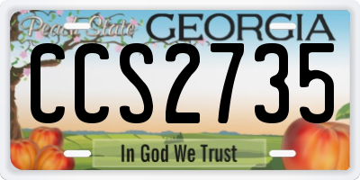 GA license plate CCS2735