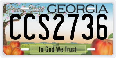 GA license plate CCS2736