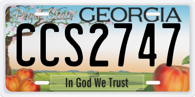 GA license plate CCS2747