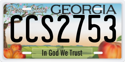 GA license plate CCS2753