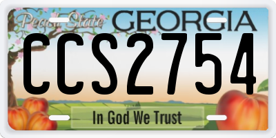 GA license plate CCS2754