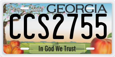 GA license plate CCS2755