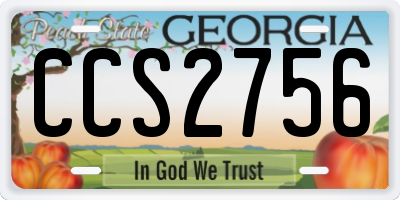 GA license plate CCS2756