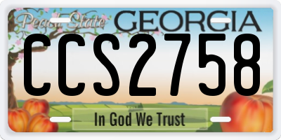 GA license plate CCS2758