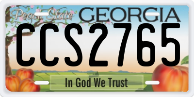 GA license plate CCS2765