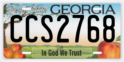 GA license plate CCS2768