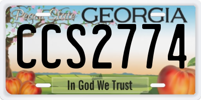 GA license plate CCS2774