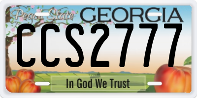 GA license plate CCS2777