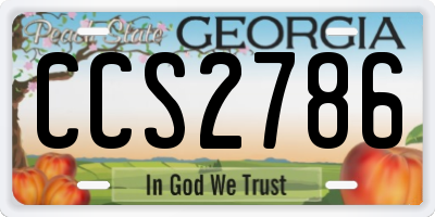GA license plate CCS2786