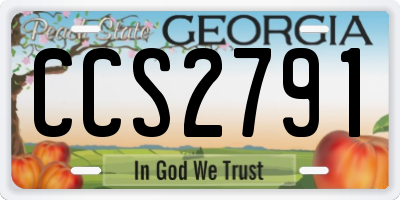 GA license plate CCS2791