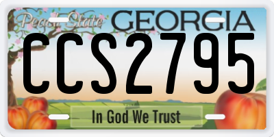 GA license plate CCS2795