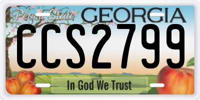 GA license plate CCS2799