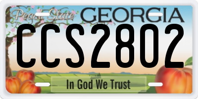 GA license plate CCS2802
