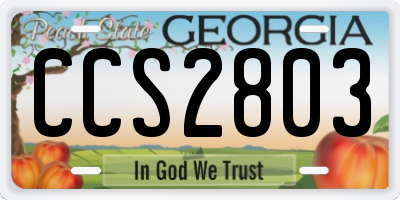 GA license plate CCS2803