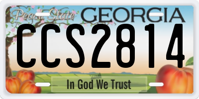 GA license plate CCS2814