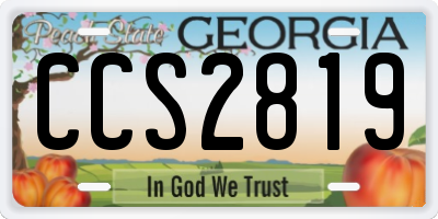 GA license plate CCS2819