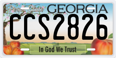 GA license plate CCS2826