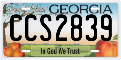 GA license plate CCS2839