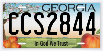 GA license plate CCS2844