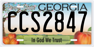 GA license plate CCS2847