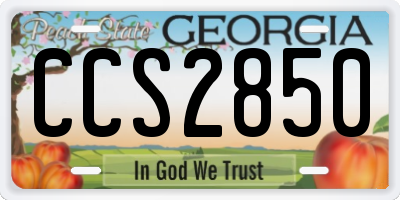 GA license plate CCS2850