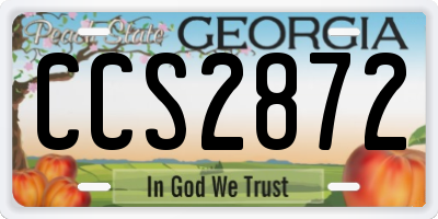 GA license plate CCS2872