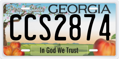 GA license plate CCS2874