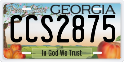 GA license plate CCS2875