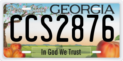 GA license plate CCS2876