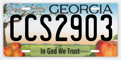 GA license plate CCS2903