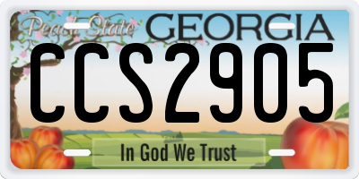 GA license plate CCS2905