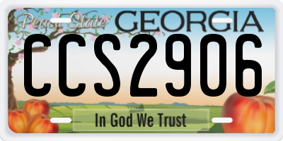 GA license plate CCS2906