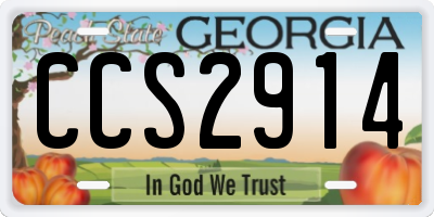 GA license plate CCS2914