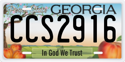 GA license plate CCS2916