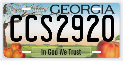 GA license plate CCS2920