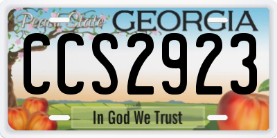 GA license plate CCS2923