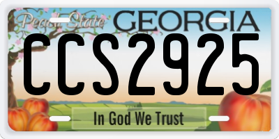 GA license plate CCS2925