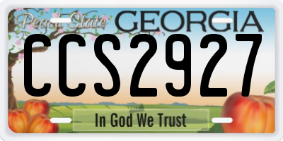 GA license plate CCS2927
