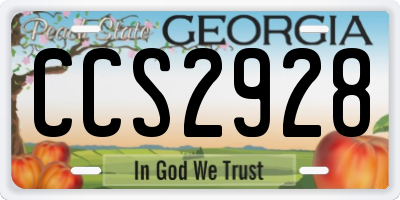 GA license plate CCS2928
