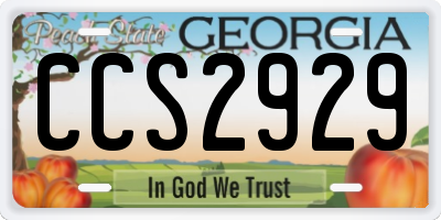 GA license plate CCS2929