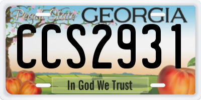 GA license plate CCS2931