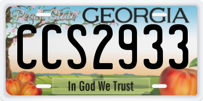GA license plate CCS2933