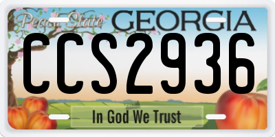 GA license plate CCS2936