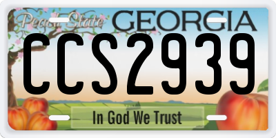 GA license plate CCS2939