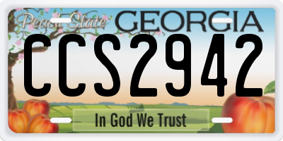 GA license plate CCS2942