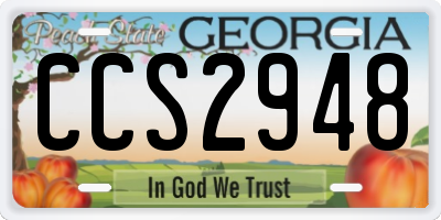 GA license plate CCS2948