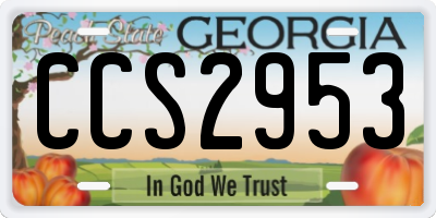 GA license plate CCS2953