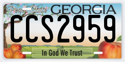 GA license plate CCS2959