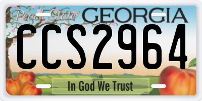 GA license plate CCS2964
