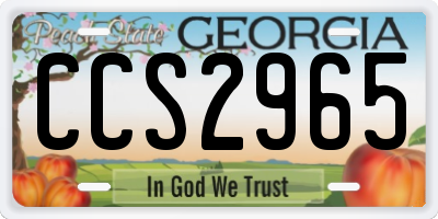 GA license plate CCS2965